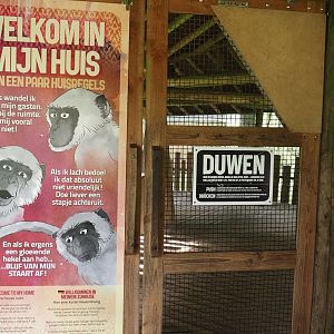 Entrance of Hanuman langur walk-through exhibit with rules signage, 2024-08-18
