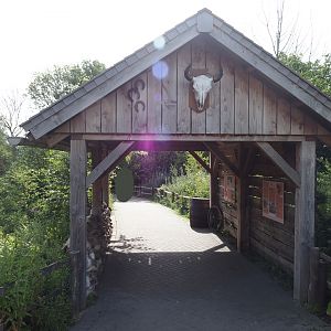 Cabin with educational materials about American Plains bison conservation, 2024-06-30