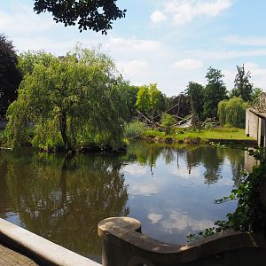 Large pond, Unused primate island and Historical bridge next to Sumatran tiger exhibits, 2024-06-30