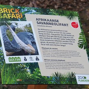 Brick Safari temporary summer event -Example of Lego animal sculpture signage, 2023-07-08