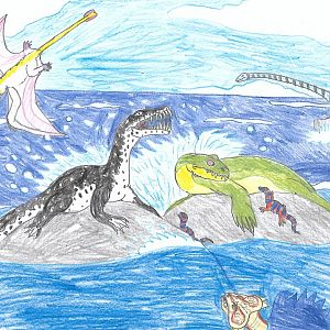 Triassic shore; above the surface