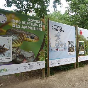 Signs showcasing the zoo's different zones -Zoodyssée (2025)