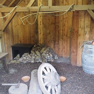 View inside the Flemish giant rabbit barn, 2024-08-21