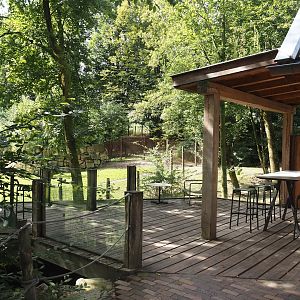 Pampas Lodge terrace next to mixed South American exhibit, 2024-08-21