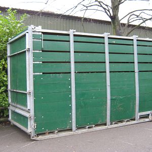 Crate outside Indian Rhino house.