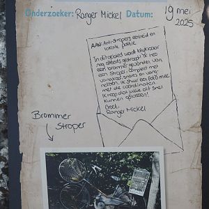 New Central African area Ngyuwe - Ranger note about poacher's moped signage, 2025-08-03