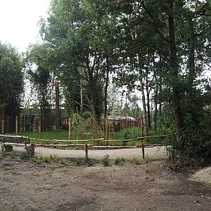 Walkway and Pygmy hippopotamus and Western sitatunga exhibit in Ngyuwe seen from a different section of the zoo, 2025-08-03