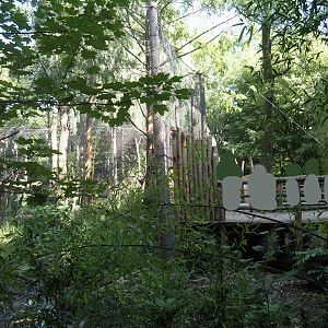 Indochinese clouded leopard exhibit and viewing area, seen from Ngyuwe section, 2025-08-03