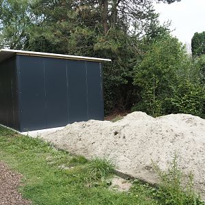 New exhibit under construction opposite the nutrias and near the capybara/alpaca/stork exhibit, 2025-08-17