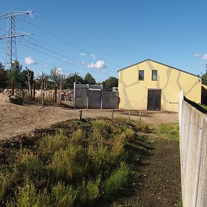 Asian elephant house, Part of two of three paddocks and moat accessible to deer and macaques, 2025-08-24