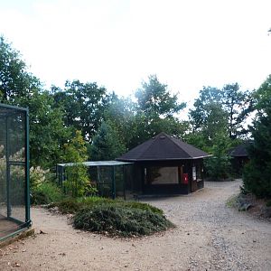 Row of aviaries at the DinoPark -Zoo Plzeň (2025)