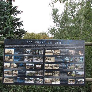 Zoo Praha - Sign showing the history of Prague Zoo