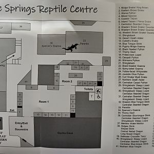 Alice Springs Reptile Centre map, September 2025