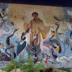 mosaic of (I think) saint Francis of Assisi