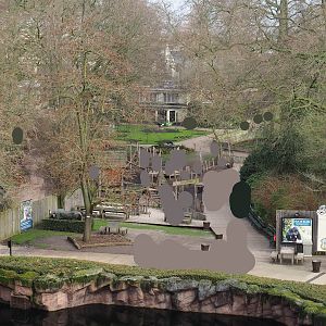 Temporary walkway and playground between the lion exhibit and the bird house, 2024-02-17
