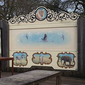 Fries stand with animal paintings near the lion exhibit, 2024-02-17
