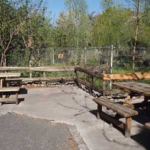 Sitting area on the site of the former old tayra exhibit, 2025-04-12