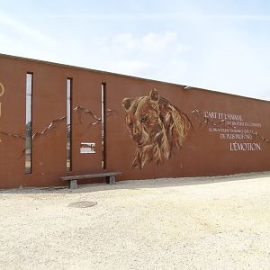 Mural on the wall surrounding the bear enclosure