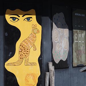 Australian artwork on kangaroo and wallaby house, 2025-04-12