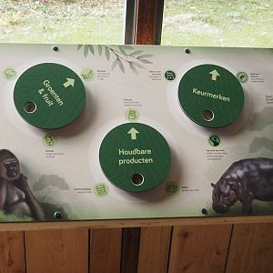 Interactive sign about buying sustainable rainforest products, 2025-09-30