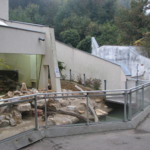 Zoo de Mulhouse 2006 - Otter exhibit and Polar Bear exhibit in the backgrou