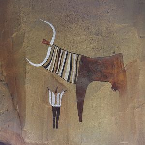 Paintings in the cave underneath the restaurant, heading towards to the savanna aviary, 2024-03-09