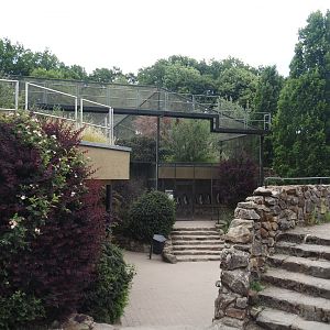 Outside of the building with harbor seal and Humboldt penguin underwater viewing areas and of the penguin and Inca tern aviary, 2025-05-22