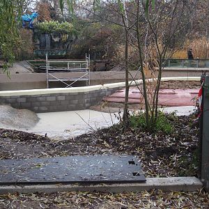 Construction work on the pygmy hippopotamus pool and expansion of the land area, 2025-11-30