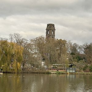 The abbey tower seen from Land of the Cold