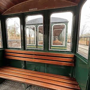 Inside one of the train wagons for the train route