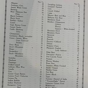 Perth Zoo 1940s species index for map (map not seen)