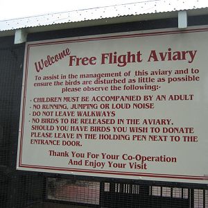 Aviary entrance notice