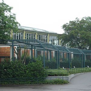 Berlin Tierpark 2004 - Row of outdoor big cat enclosures at the Alfred Breh