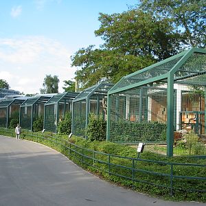 Berlin Tierpark 2004 - Row of big cat enclosures at the Alfred Brehm House