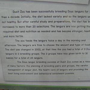 signage about douc langur diet
