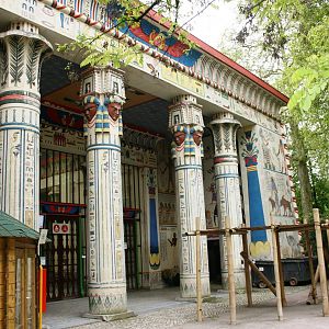 'Egyptian Temple' style Elephant House; Antwerp Zoo; 12th May 2010