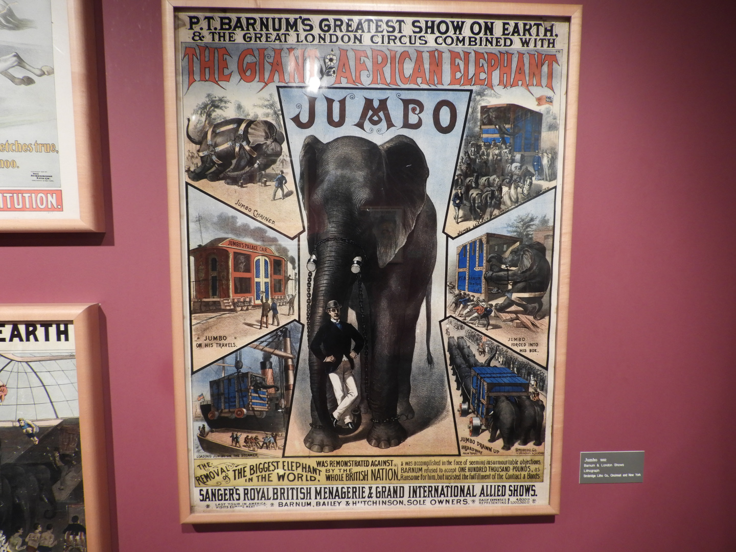 1882 P.T. Barnum Circus African Bush Elephant 'Jumbo' Poster - Circus World Musuem