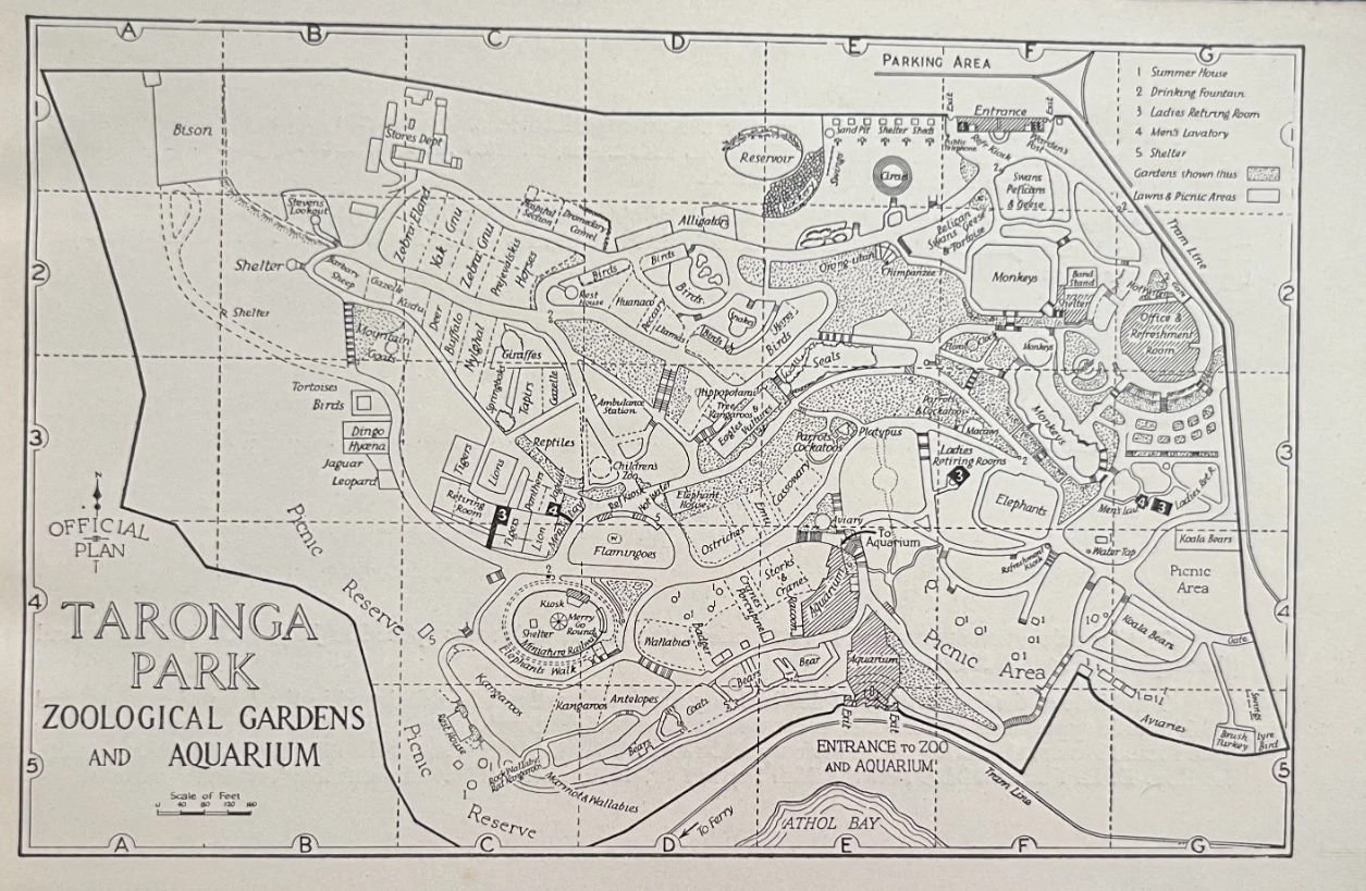 1939 map of Taronga Zoo