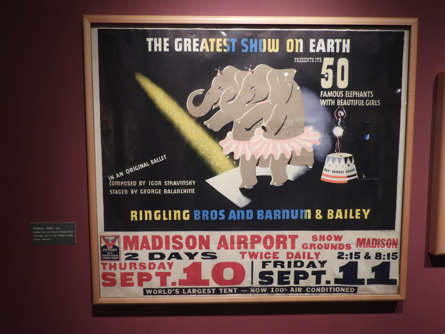1942 Ringling Bros. & Barnum and Bailey Combined Shows Asian Elephant Circus Poster - Circus World Museum