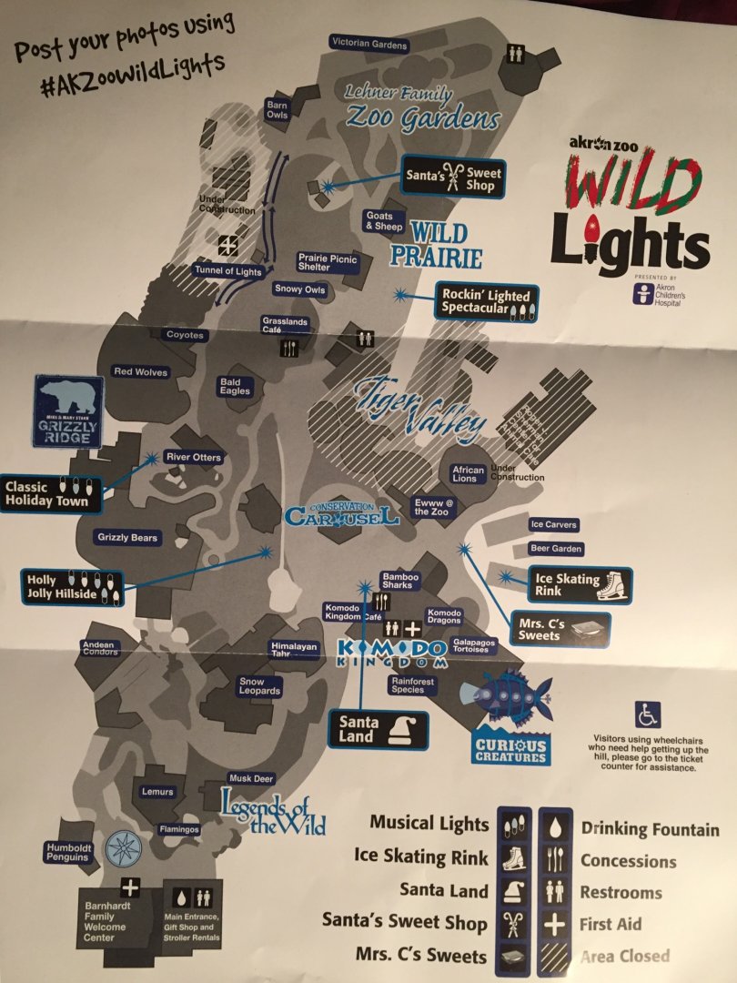 2018 Akron Zoo Wild Lights Map