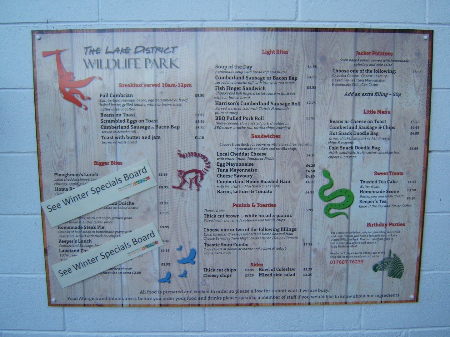 27/12/2016 Menu by entrance