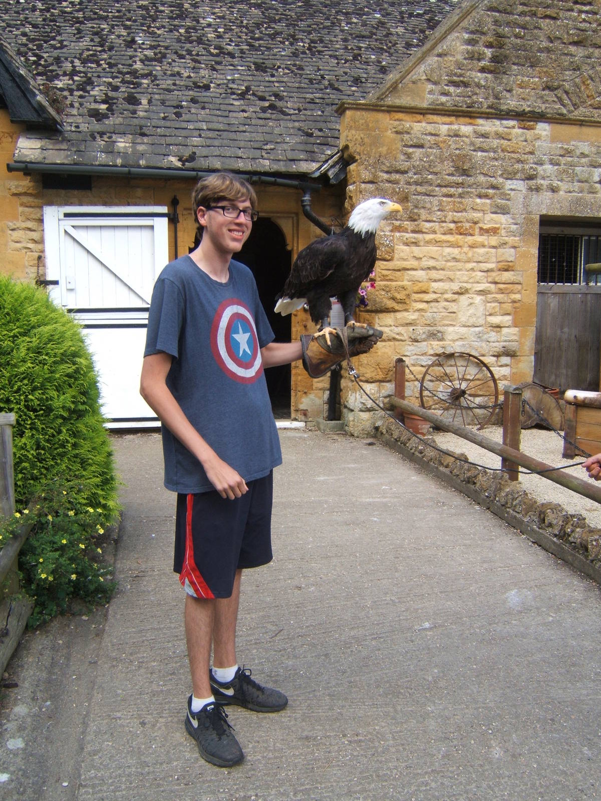 A visitor from the USA with a Bald Eagle