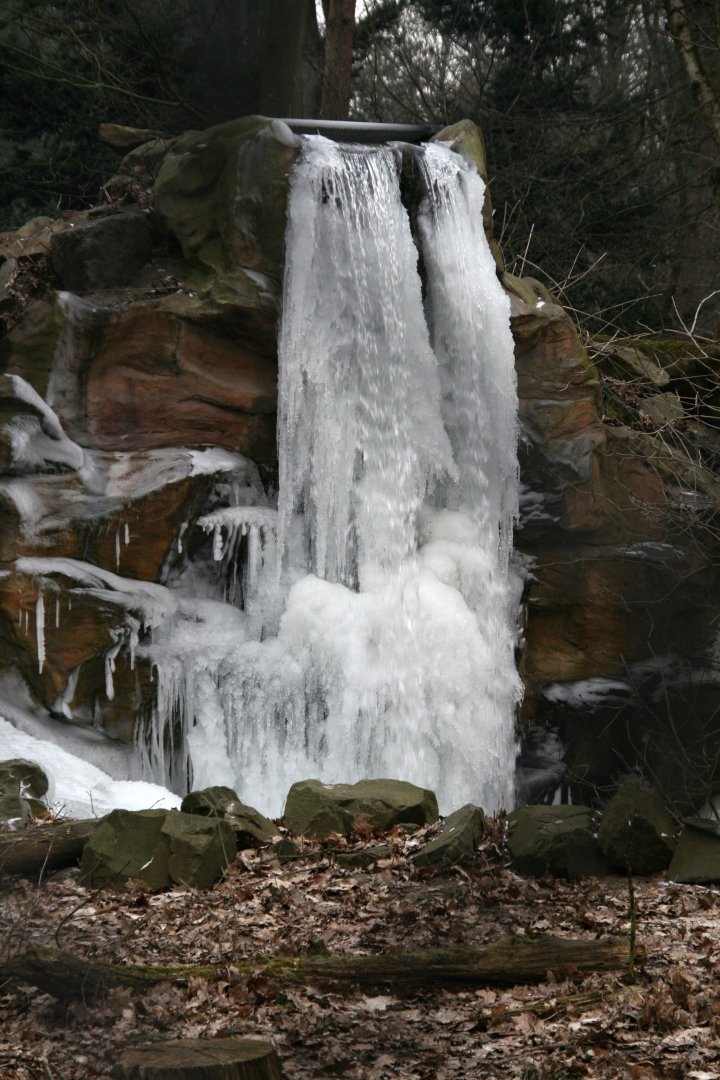 a waterfall in wintertime