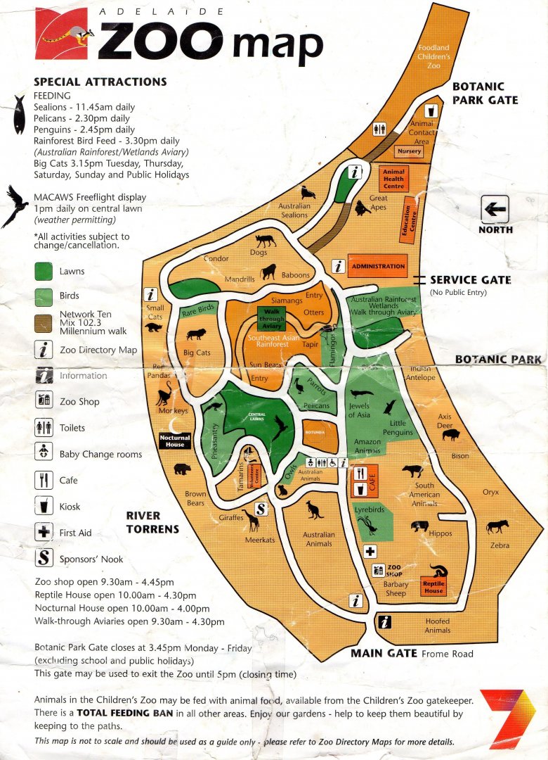 Adelaide Zoo Map, 2004