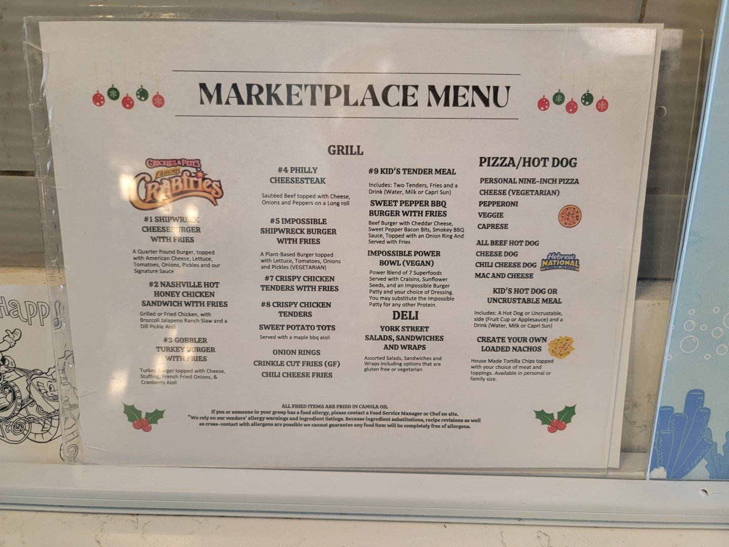 Adventure Aquarium - Grill menu with decent options for once