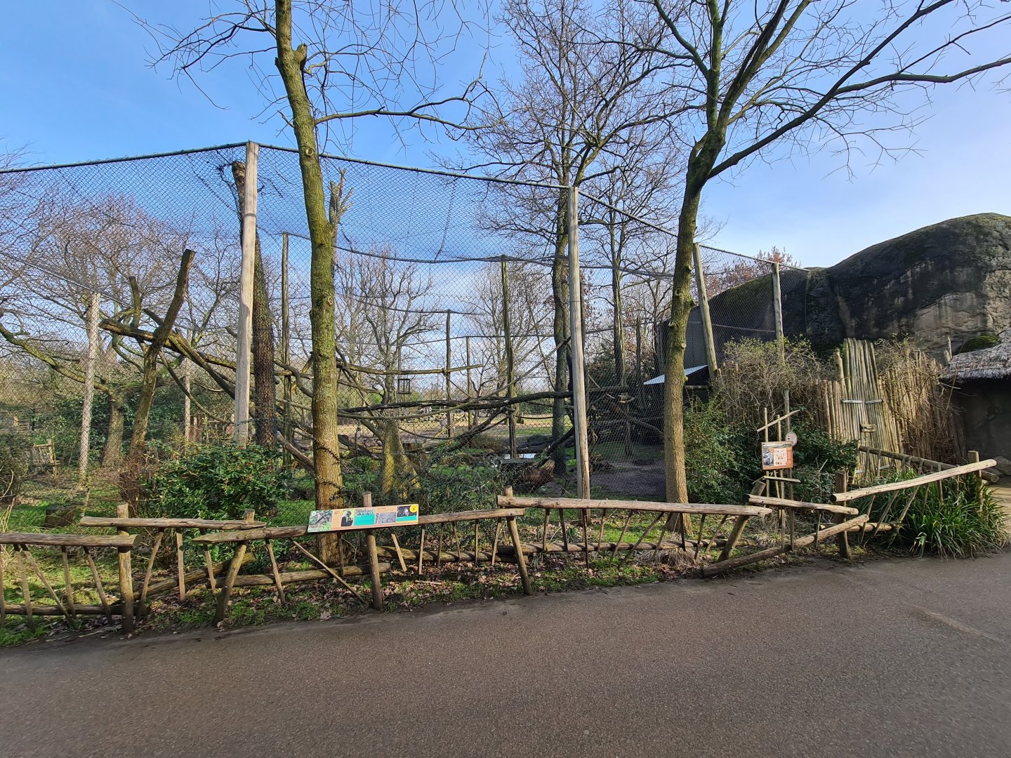 Africa - White-naped mangabey enclosure at the Kopje