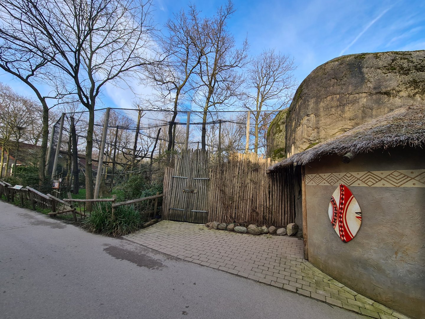 Africa - White-naped mangabey enclosure at the Kopje