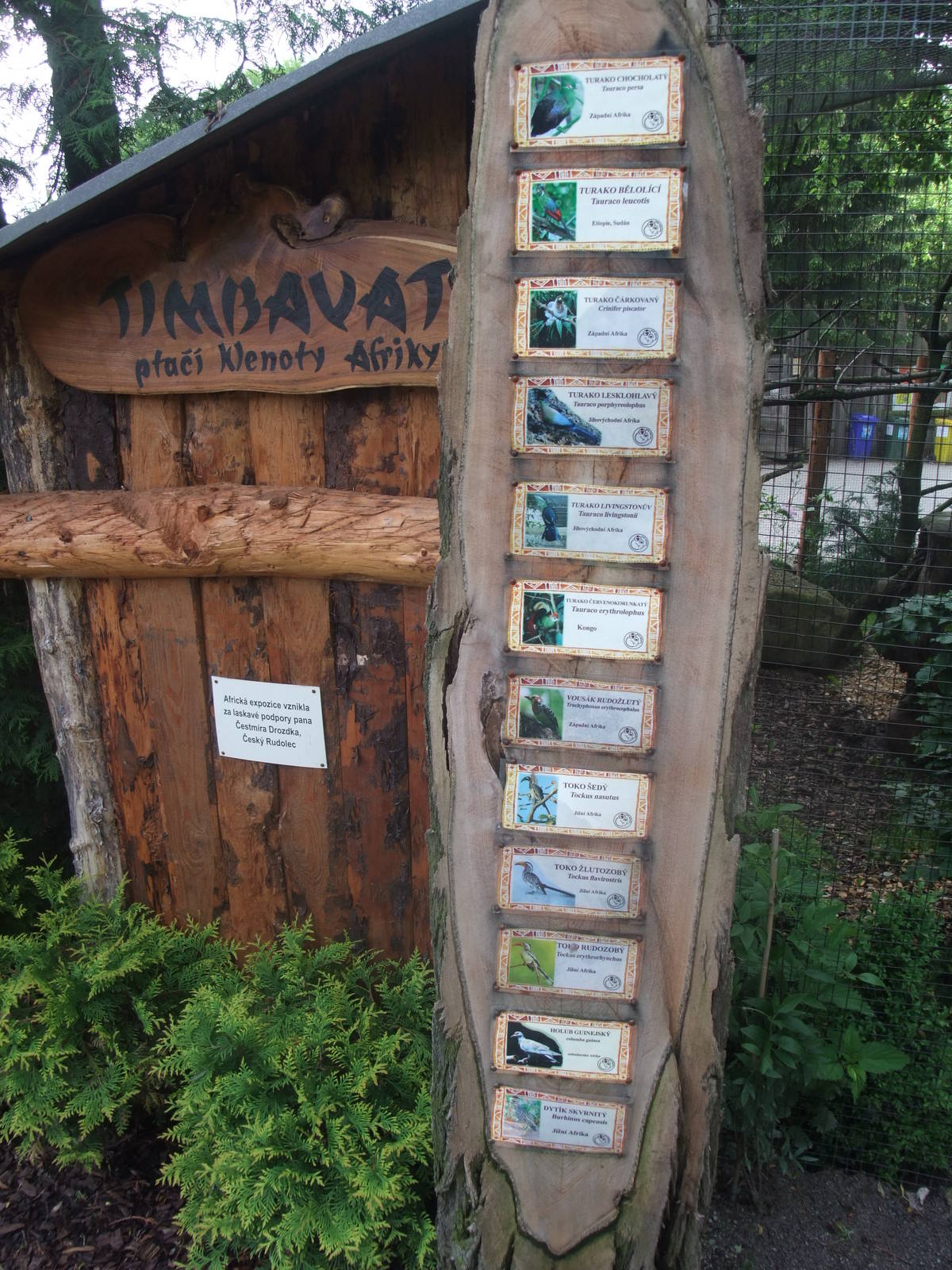 African Aviary labels at Jihlava, 30/05/10