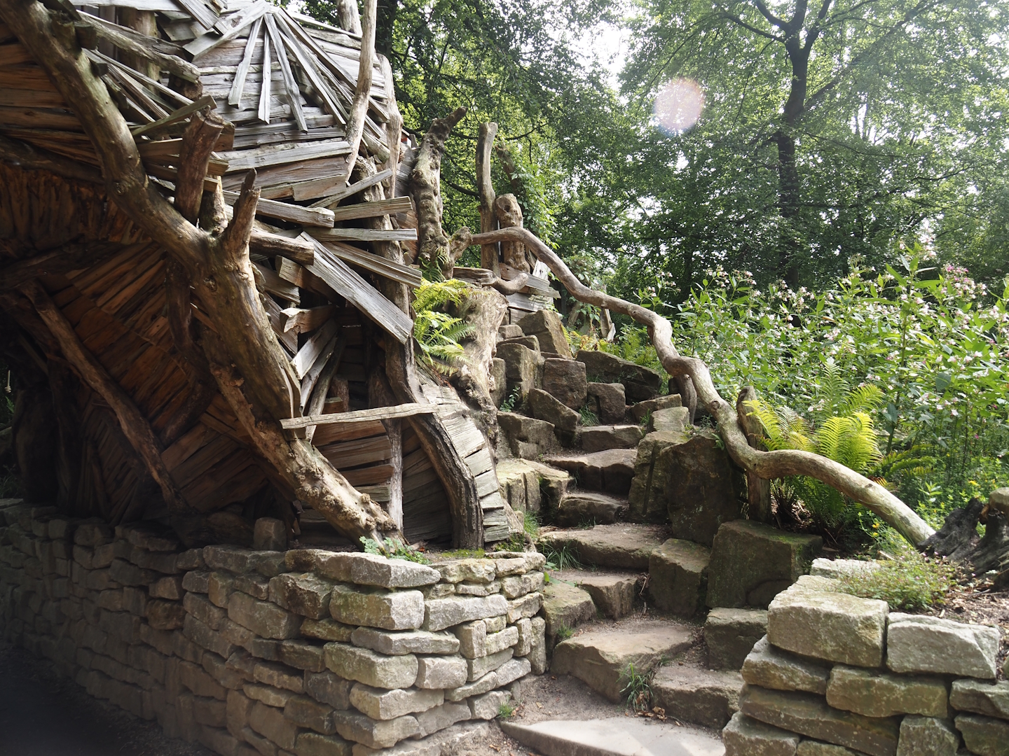 African forest walk-through area with Gabon talapoin and King colobus - Small adventure route between bridge and lower area, 2024-08-18