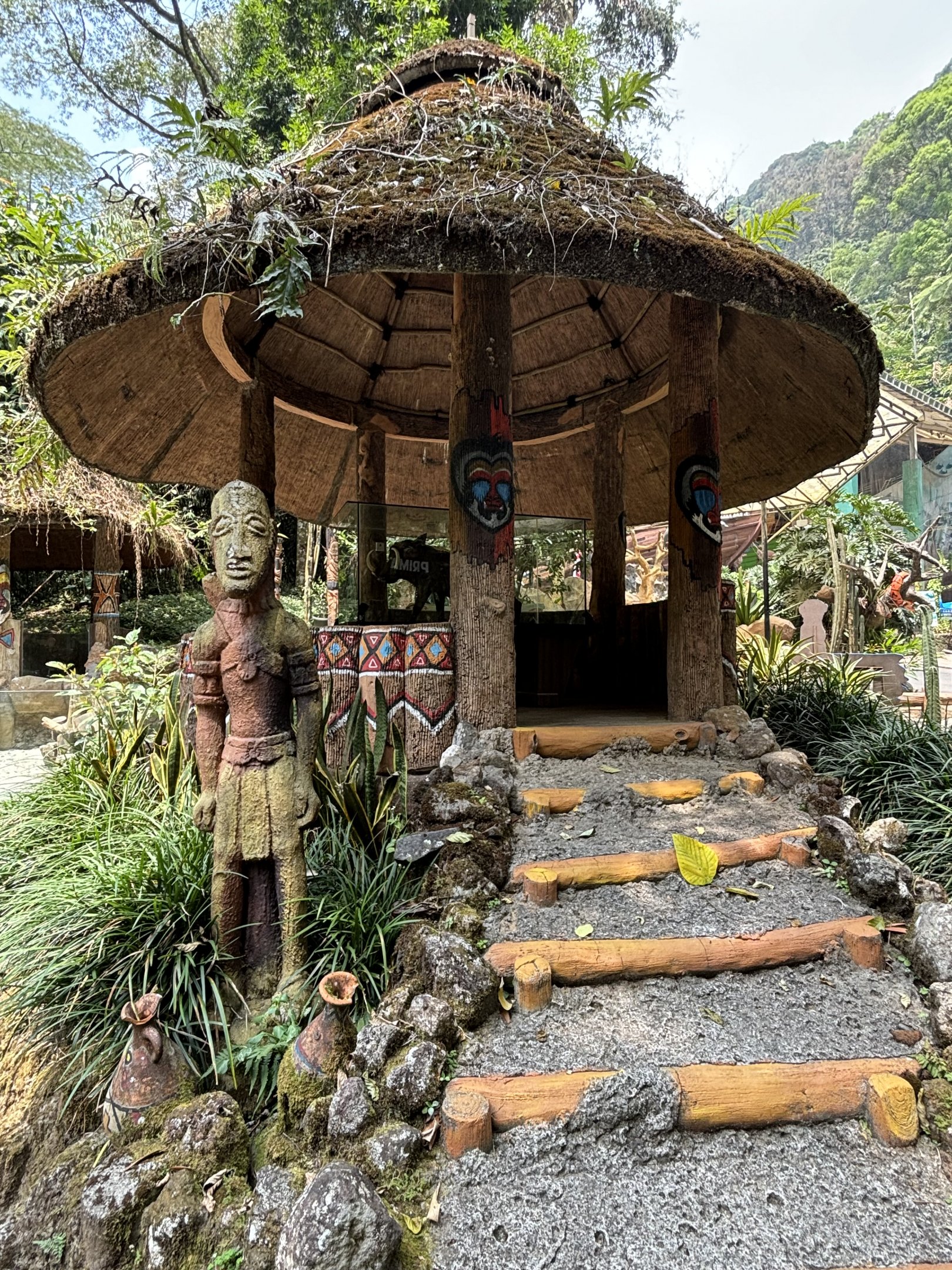 African Hut + Taxidermy Warthog